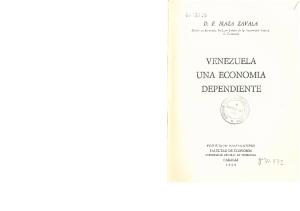 1964 DF Maza Zavala Venezuela Una Economia D F. Maza Zavala
