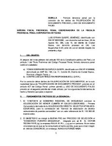 2. DENUNCIA POR FALSIFICACION DE FIRMA Y USO DE DOCUMENTO FALSO. LUIS QUISPE.docx