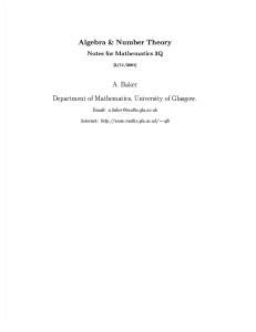A. Baker - Algebra and Number Theory