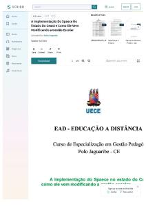 A Implementação Do Spaece No Estado Do Ceará e Como Ele Vem Modificando a Gestão Escolar