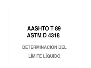 AASHTO T 89 Limite Liquido