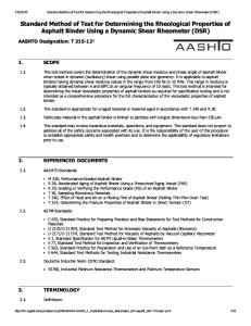AASHTO T315-12 Standard Method of Test for Determining the Rheological Properties of Asphalt Binder Using a Dynamic Shear Rheometer (DSR) - Light