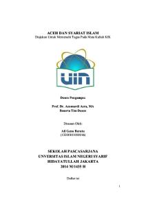 Aceh Dan Syariat Islam