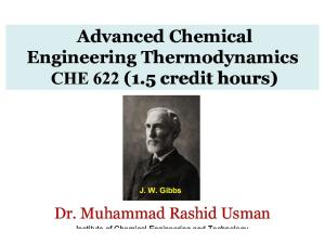 Advanced Chemical Engineering Thermodynamics 31 July 2016