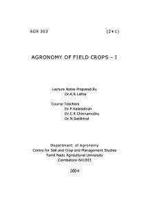 AGRONOMY OF FIELD CROPS 1