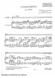 Albinoni Oboe Concerto Op 7 No.6- Piano