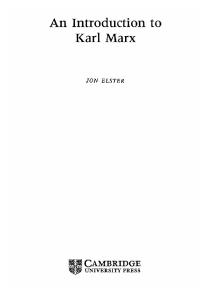 An Introduction to Karl Marx - Jon Elster.pdf