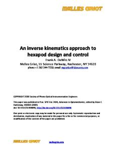 An Inverse Kinematics Approach to Hexapod Design and Control