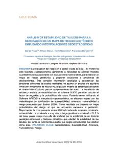 ANÁLISIS DE ESTABILIDAD DE TALUDES PARA LA GENERACIÓN DE UN MAPA DE RIESGO GEOTÉCNICO EMPLEANDO INTERPOLACIONES GEOESTADÍSTICAS