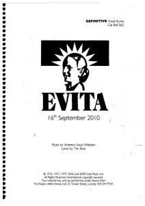 Andrew Loyd Webber Evita Definitive Vocal Score