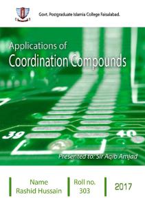 Applications of coordination compounds