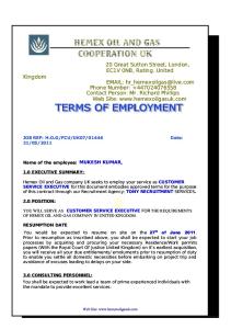 Appointment Letter From Hemxe Oil and Gas Company Uk