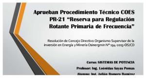Aprueban Procedimiento Técnico COES PR-21