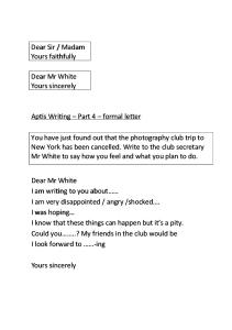 Aptis Writing Part 4 Photographic Club Informal Formal Letters