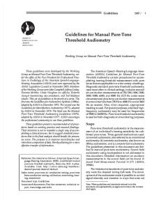ASHA Guidelines for Manual Pure Tone Threshold Audiometry
