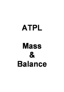 ATPL Mass & Balance
