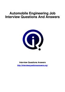 Automobile Engineering Interview Questions Answers Guide