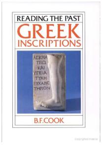 [B. F. Cook] Greek Inscriptions (Reading the Past)