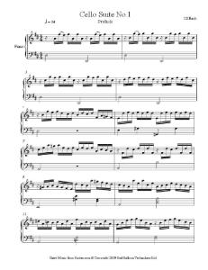 BACH Cello Suite 1  piano sheet
