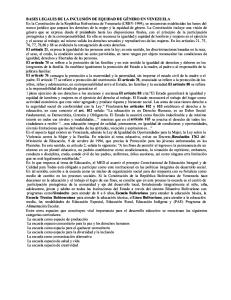BASES LEGALES DE LA INCLUSIÓN DE EQUIDAD DE GÉNERO EN VENEZUELA
