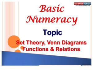 Basic Numeracy Set Theory Venn Diagrams Functions Relations