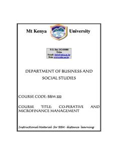 BBM 222 Cooperative and Microfinance Management Module (2)