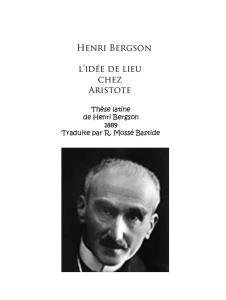 Bergson Henri - L'idée de lieu chez Aristote