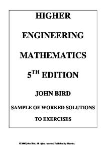 Bird - Higher Engineering Mathematics - 5e - Solutions Manual