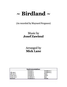 Birdland - Full Big Band - Maynard Ferguson