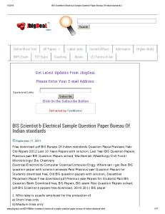 BIS Scientist b Electrical Sample Question Paper Bureau of Indian Standards