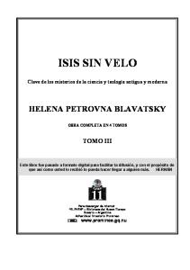 Blavatsky, H P - Isis Sin Velo 3