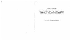 Breve Esbozo de Una Teoria General Del Conocimiento F. Brentano