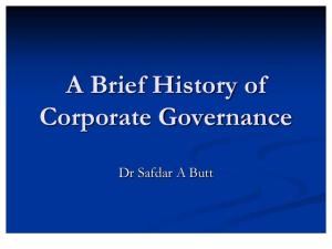 Brief History of corporate Governance