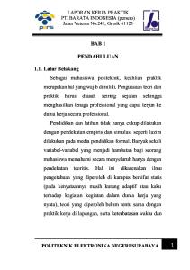 Buku Laporan Kerja Paktek PT Barata Indonesia Gresik
