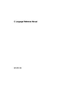 C Language Reference Manual - 5th Edition