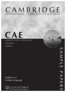 CAE ADVANCED  SAMPLAE PAPER 1