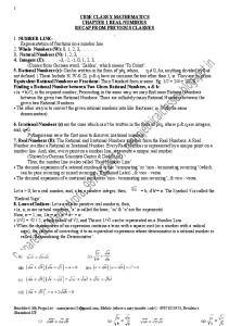 CBSE - Class x Maths - Notes & Solution