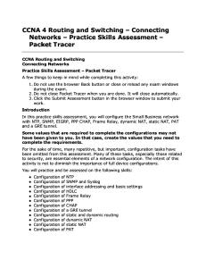 CCNA 4 Routing and Switching – Connecting Networks – Practice Skills Assessment – Packet Tracer