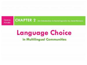 Chapter 2 - Language Choice in Multilingual Communities