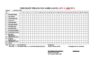 Checklist Perawatan Ambulance