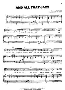 Chicago, The Musical - All That Jazz (Piano Sheet)