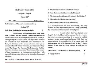 Class 11th English Paper