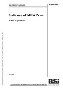 Code of Practice- Safe Use of MEWPs
