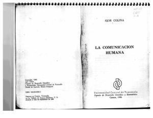 Colina, Igor. La Comunicación Humana.