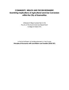 COMMUNITY, WEALTH AND THE ENVIRONMENT: Examining Implications of Agricultural Land Use Conversion within the City of Dasmariñas