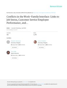 Conflicts in the Work–Family Interface: Links to Job Stress, Customer Service Employee Performance, and Customer Purchase Intent