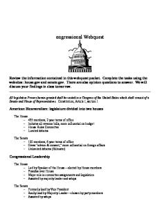 Congressional Webquest