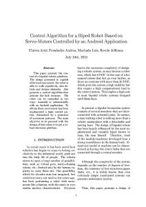 Control Algorithm for a Biped Robot Based on Servo-Motors Controlled by an Android Application