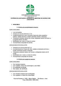 CRITÉRIOS DE ACEITAÇÃO E REJEIÇÃO DE AMOSTRAS DE ACORDO COM CADA SETOR.docx