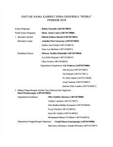 Daftar Nama Kabinet Hima Geofisika